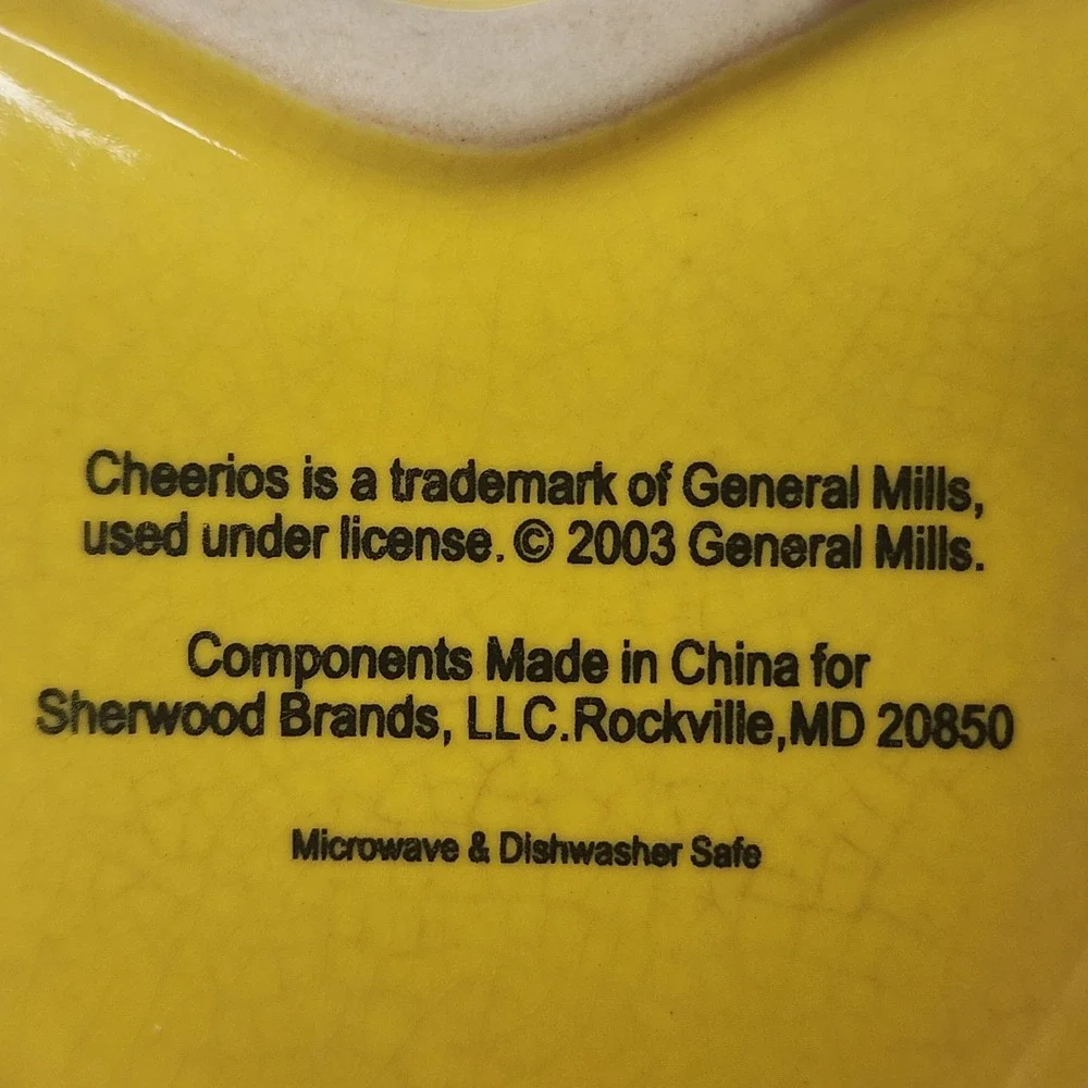 Cheerios Yellow Heart Shaped Ceramic Cereal Bowl 2003 General Mills